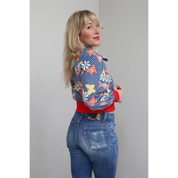 1970's Vintage Butterfly Fade & Dagger Collar Lightweight Jacket ~ Women's XS SM - Picture 4 of 9